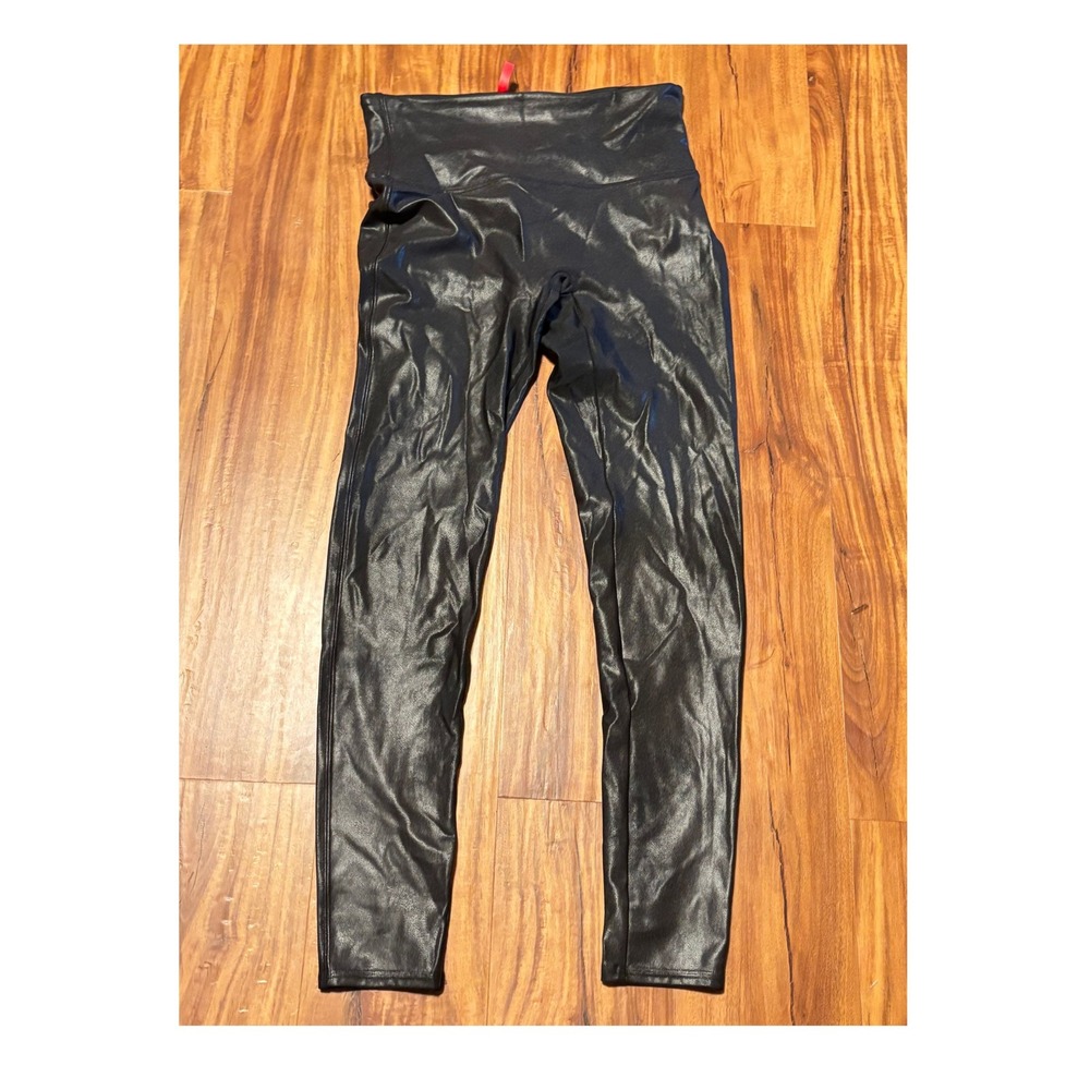 Spanx Faux Leather Leggings Black High Waisted Large L